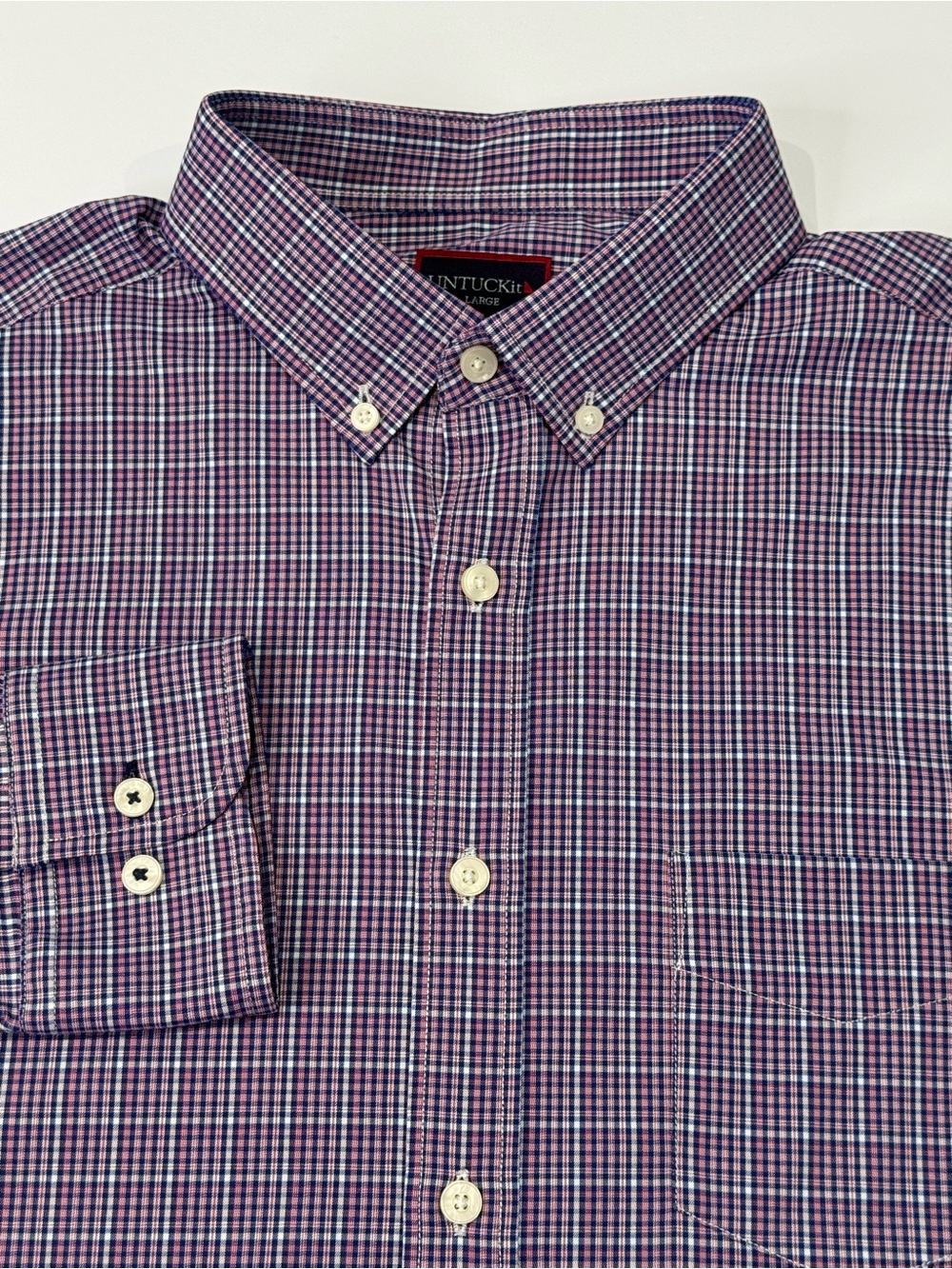 UNTUCKit Men's Large Long Sleeve Button Down Shirt Blue Red Plaid